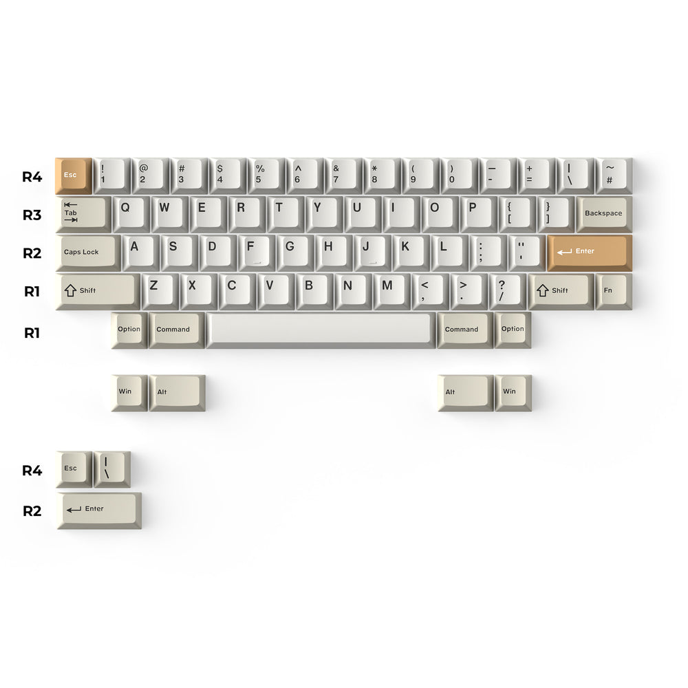 Cherry Profile Double - Shot PBT Full Set Keycaps - Camel