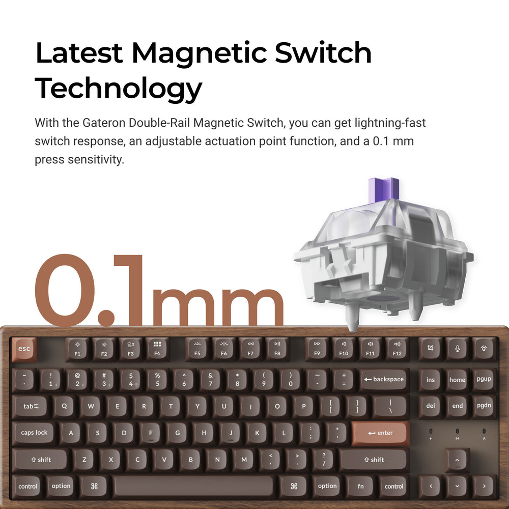Keychron K8 HE Wireless Magnetic Switch Custom Keyboard - All-Wood Special Edition (US ANSI Layout)