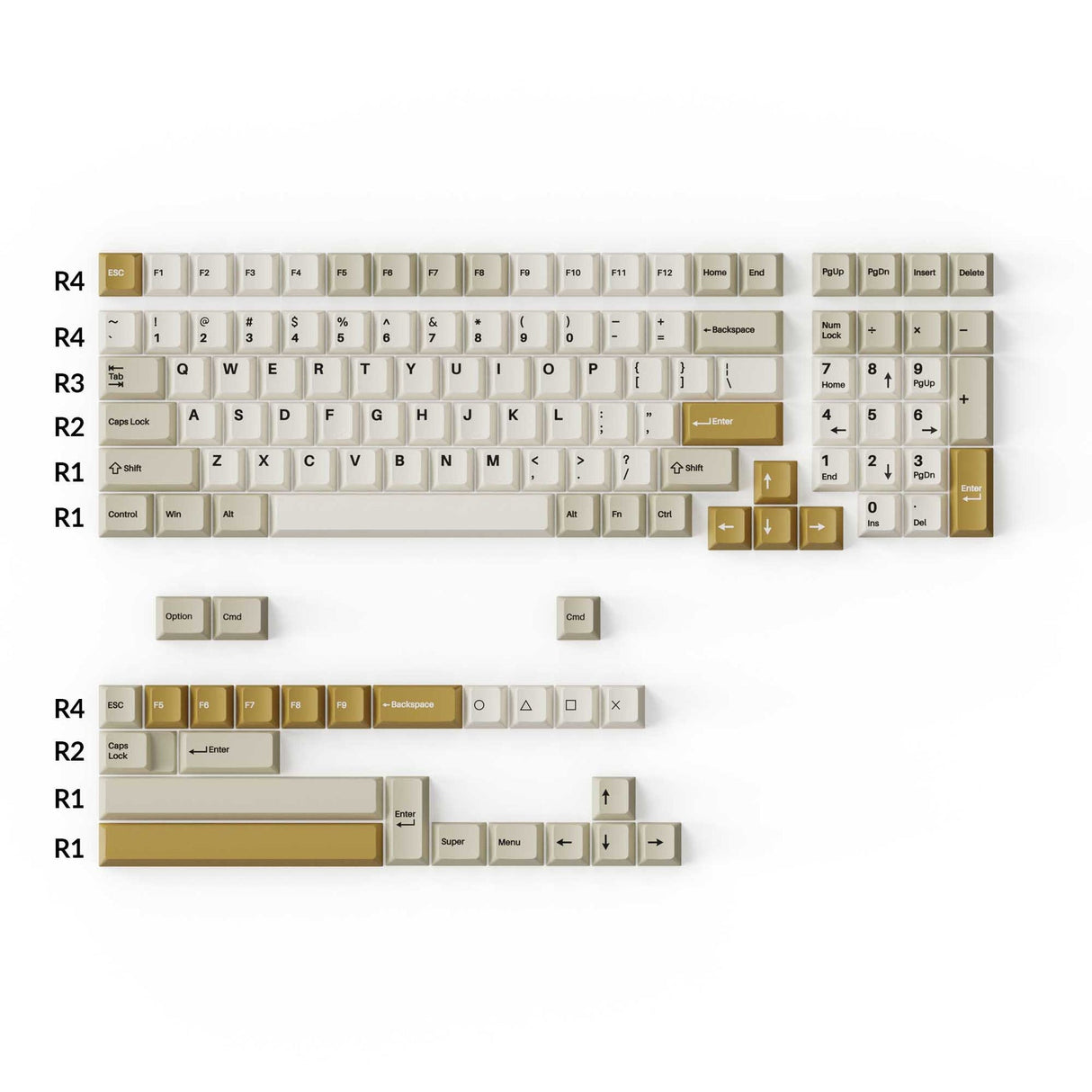 Cherry Profile Double - Shot PBT Full Set Keycaps - Camel