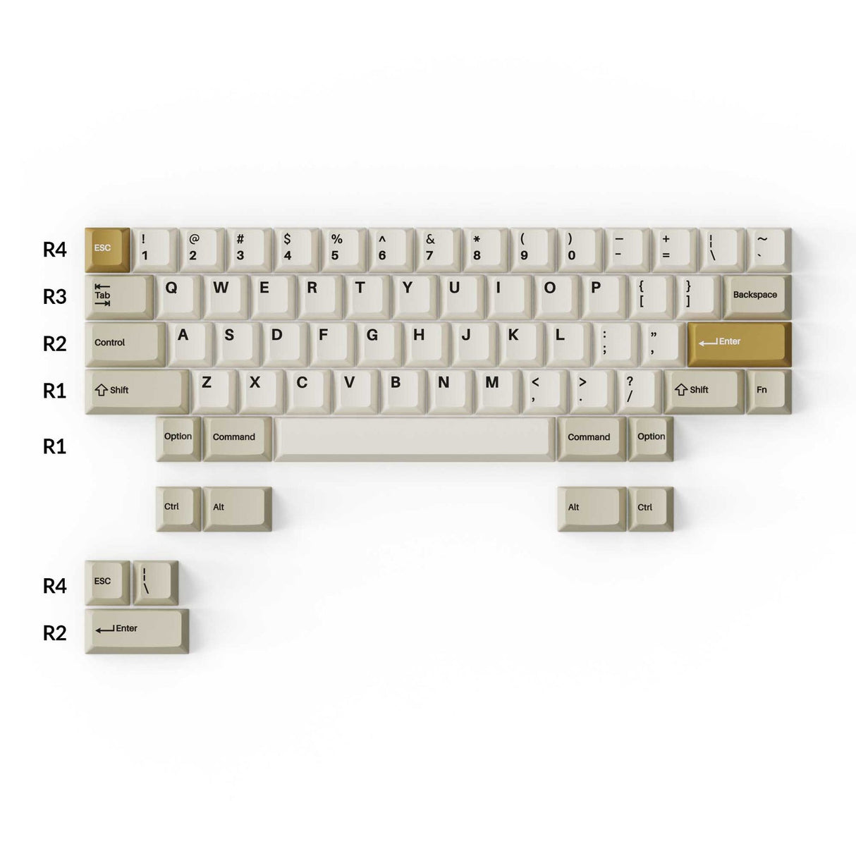 Cherry Profile Double - Shot PBT Full Set Keycaps - Camel