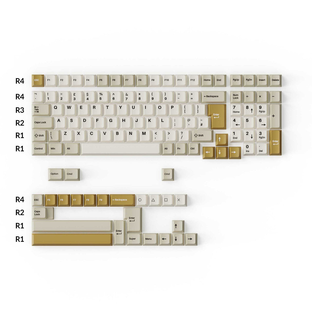 Cherry Profile Double - Shot PBT Full Set Keycaps - Camel