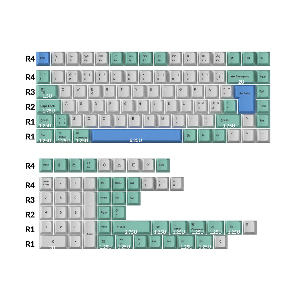 ISO Cherry Profile Dye-Sub PBT Full Set Keycap Set - Iceberg – Keychron ...