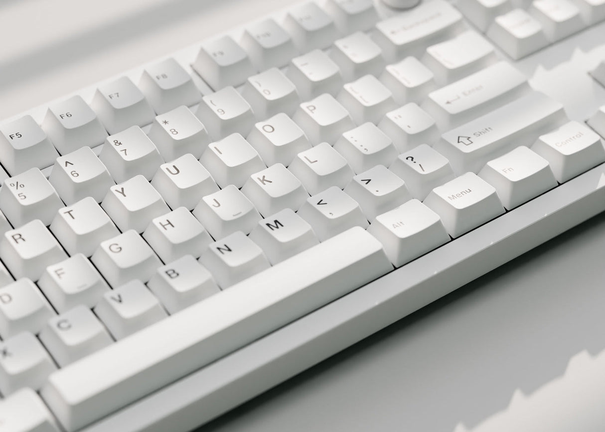 Cherry Profile Double - Shot PBT Full Set Keycaps - Black on White - Bow