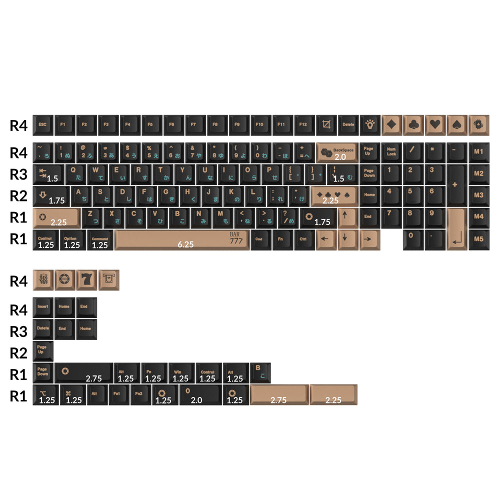 Golden Casino - Cherry Profile Dye-Sub PBT Full Keycap Set