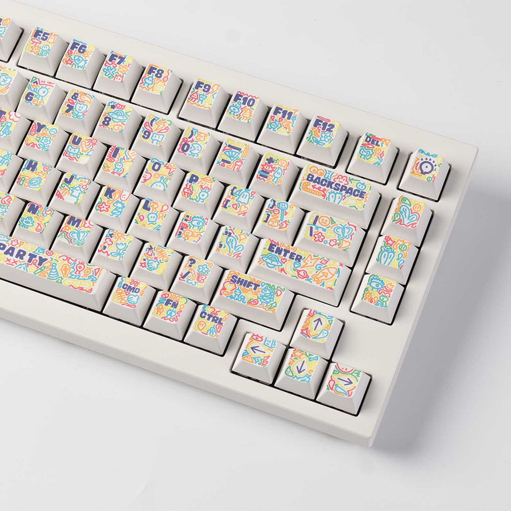 Grab Key Cap Graffiti Party - Cherry Profile Dye-Sub PBT Full Keycap Set – Keychron ...