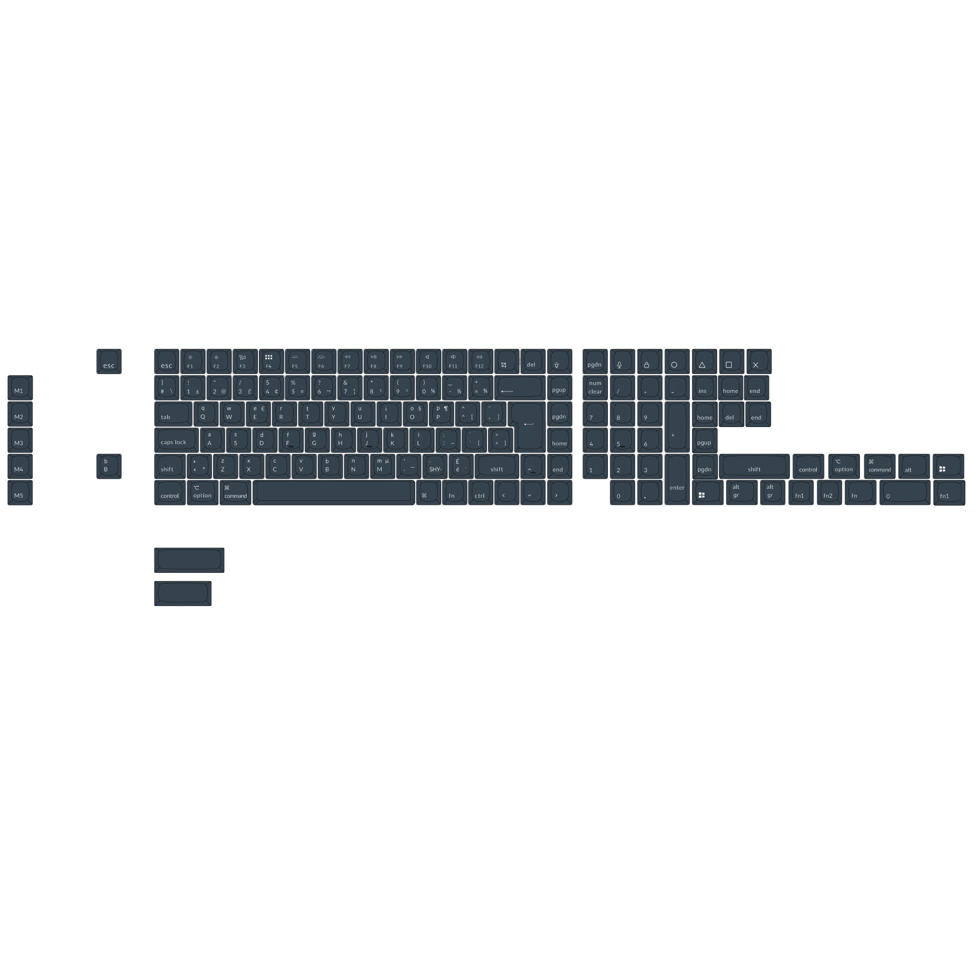 ISO Shine-Through ABS OSA Full Set Keycap Set