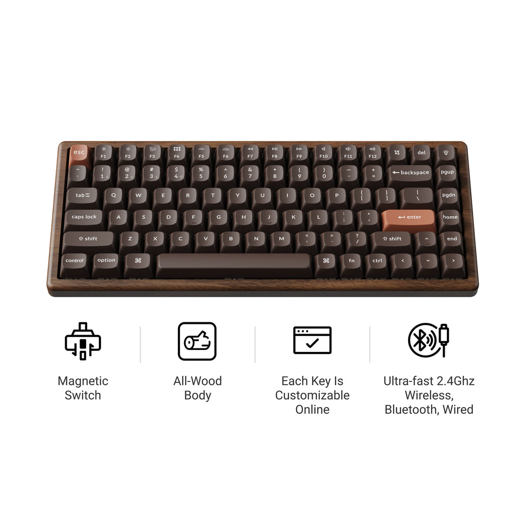 Keychron K2 HE K2H-F1-US US配列 Keychron K2 HE Wireless Magnetic Switch Custom Keyboard - All Wood