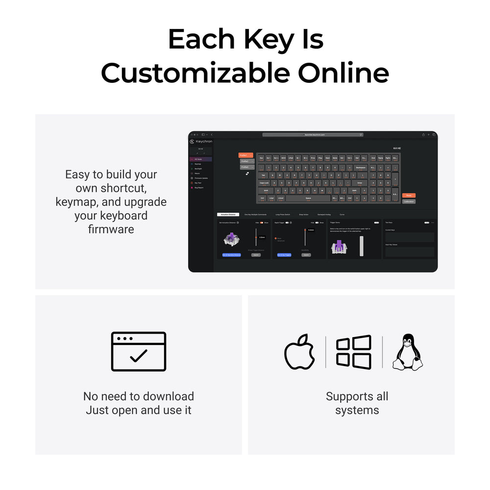 Keychron K4 HE Wireless Magnetic Switch Custom Keyboard (US ANSI Layout)