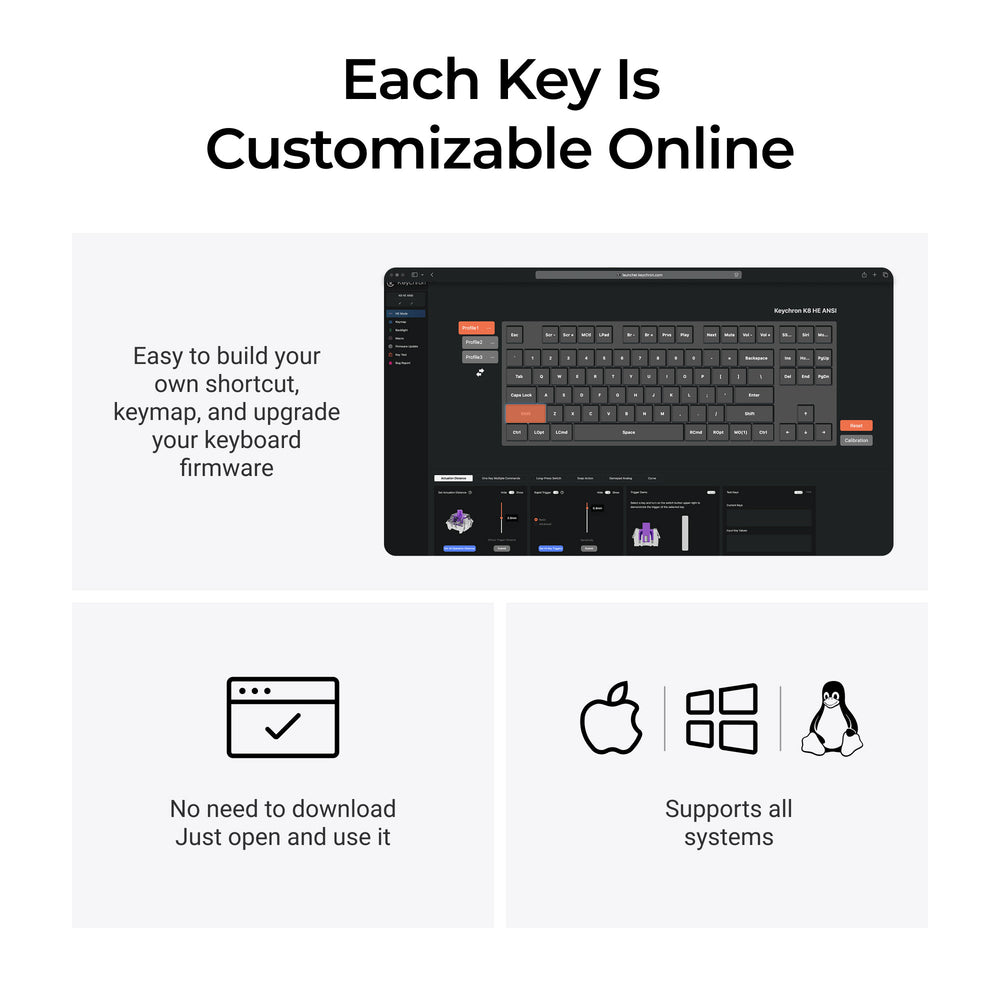 Keychron K8 HE Wireless Magnetic Switch Custom Keyboard (US ANSI Layout)