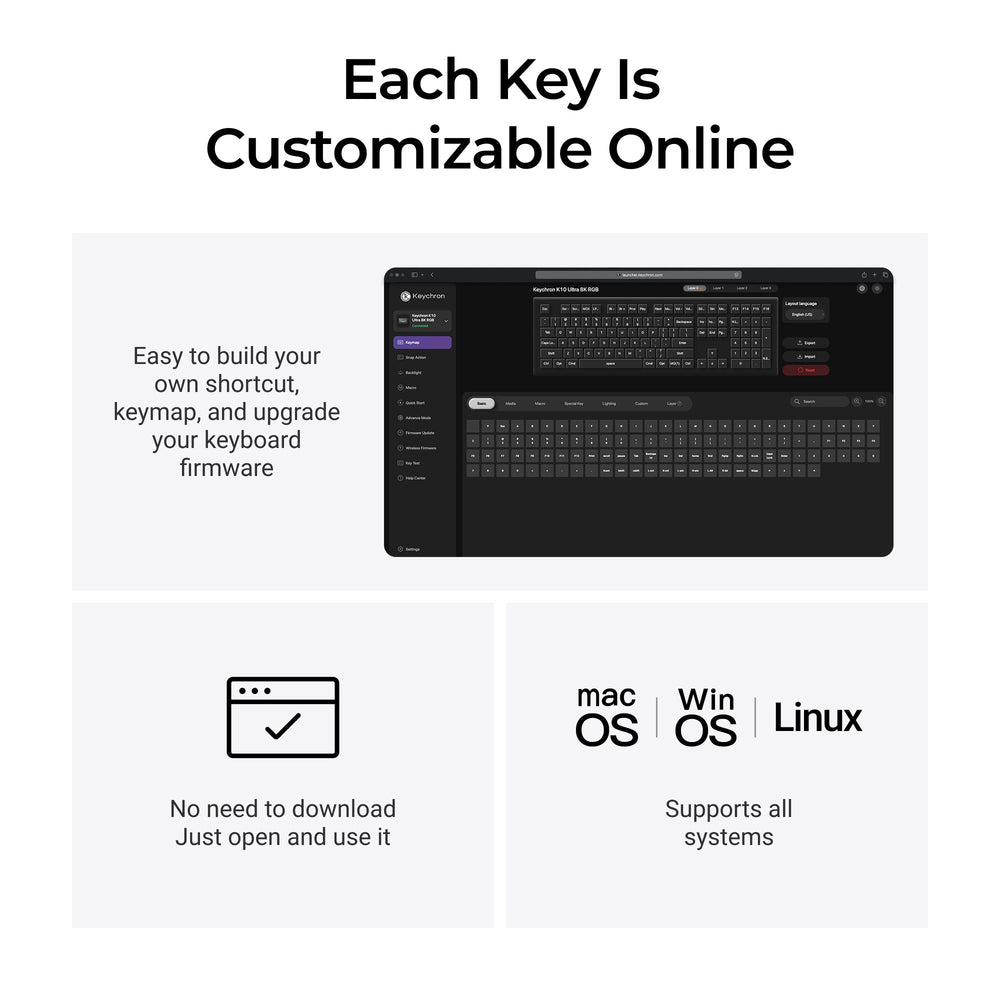 Keychron K10 Ultra 8K Wireless Custom Mechanical Keyboard ISO Layout Collection