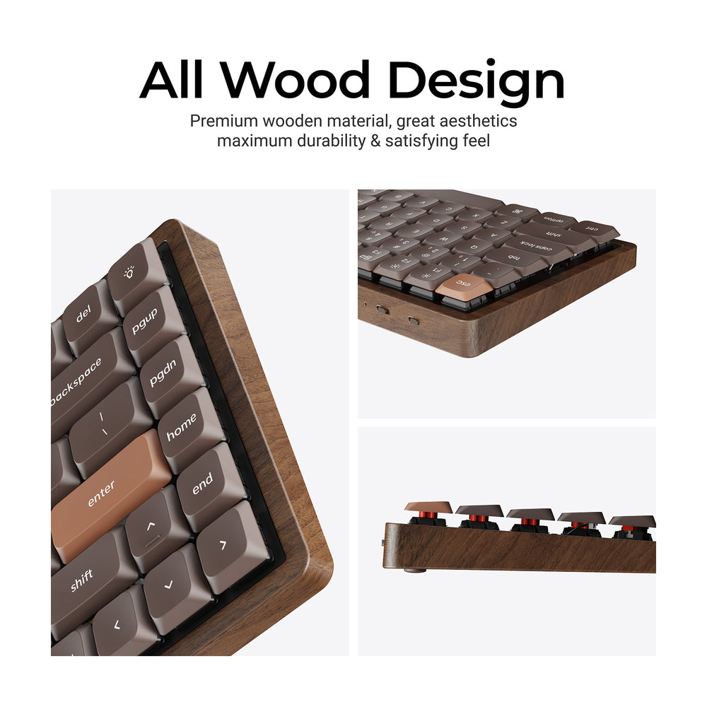 Keychron K3 Max QMK Wireless Custom Mechanical Keyboard - All Wood Special Edition (US ANSI Layout)