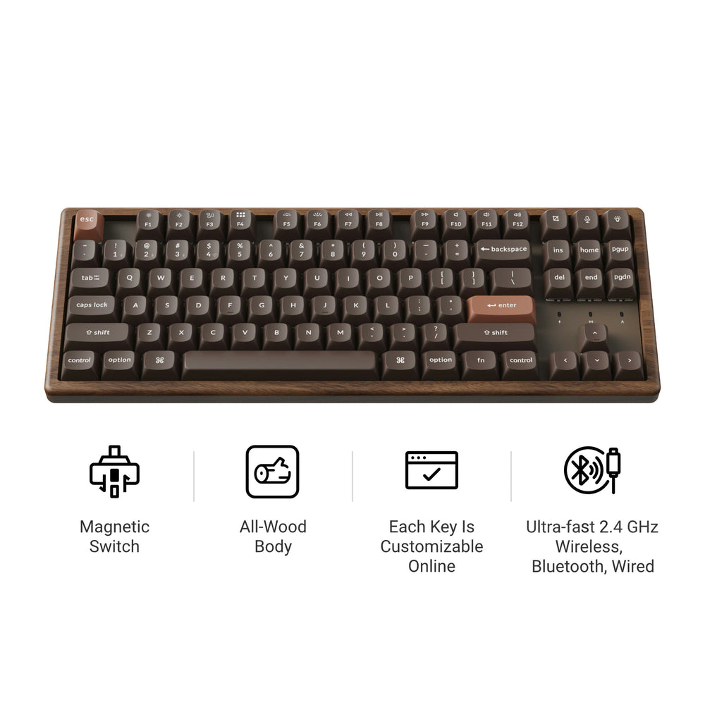 Keychron K8 HE Wireless Magnetic Switch Custom Keyboard - All-Wood Special Edition (US ANSI Layout)