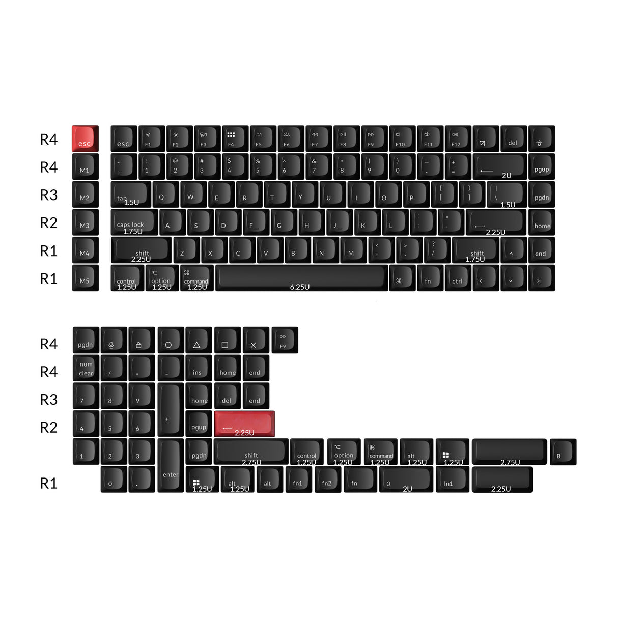 ANSI Shine-Through ABS OSA Full Set Keycap Set