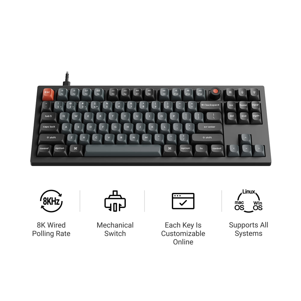 Keychron V3 8K QMK Wired Custom Mechanical Keyboard (US ANSI Layout)