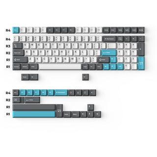 Cherry Profile Double - Shot PBT Full Set Keycaps - Grey, White, and Blue
