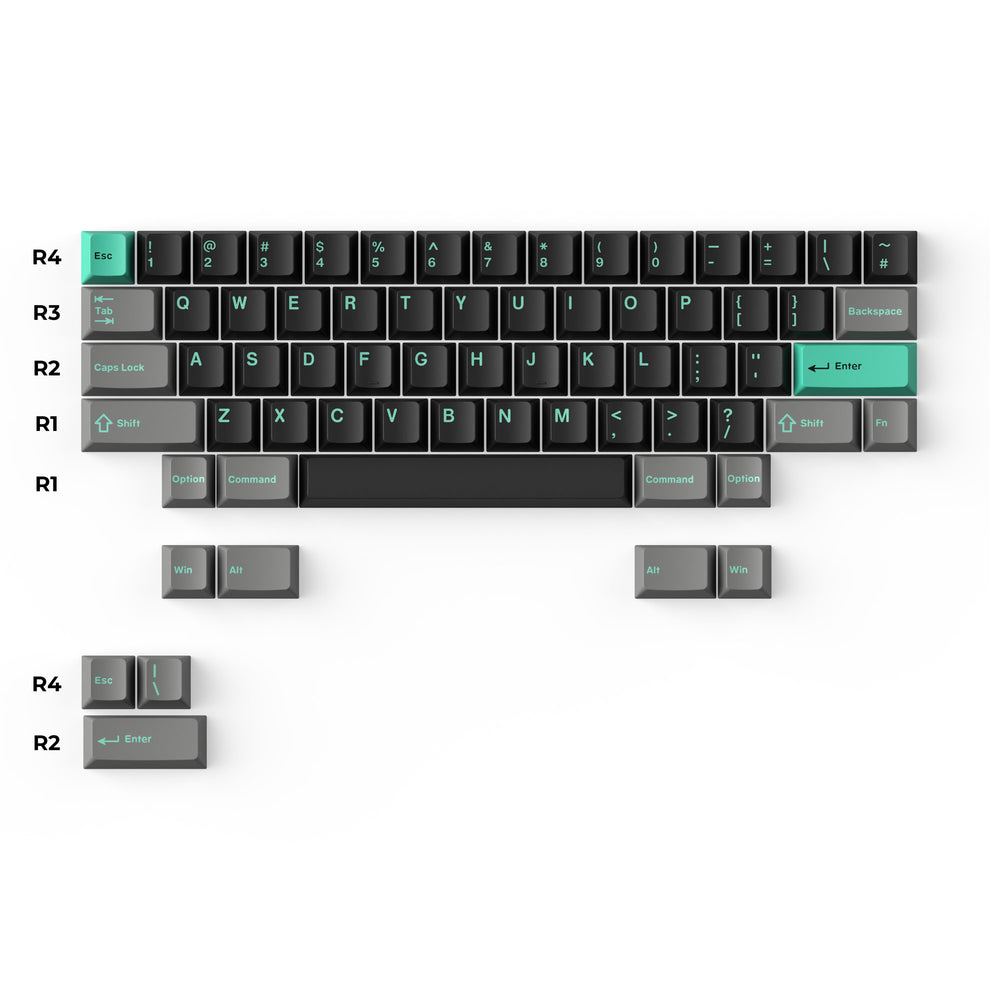 Cherry Profile Double - Shot PBT Full Set Keycaps - Hacker Mint
