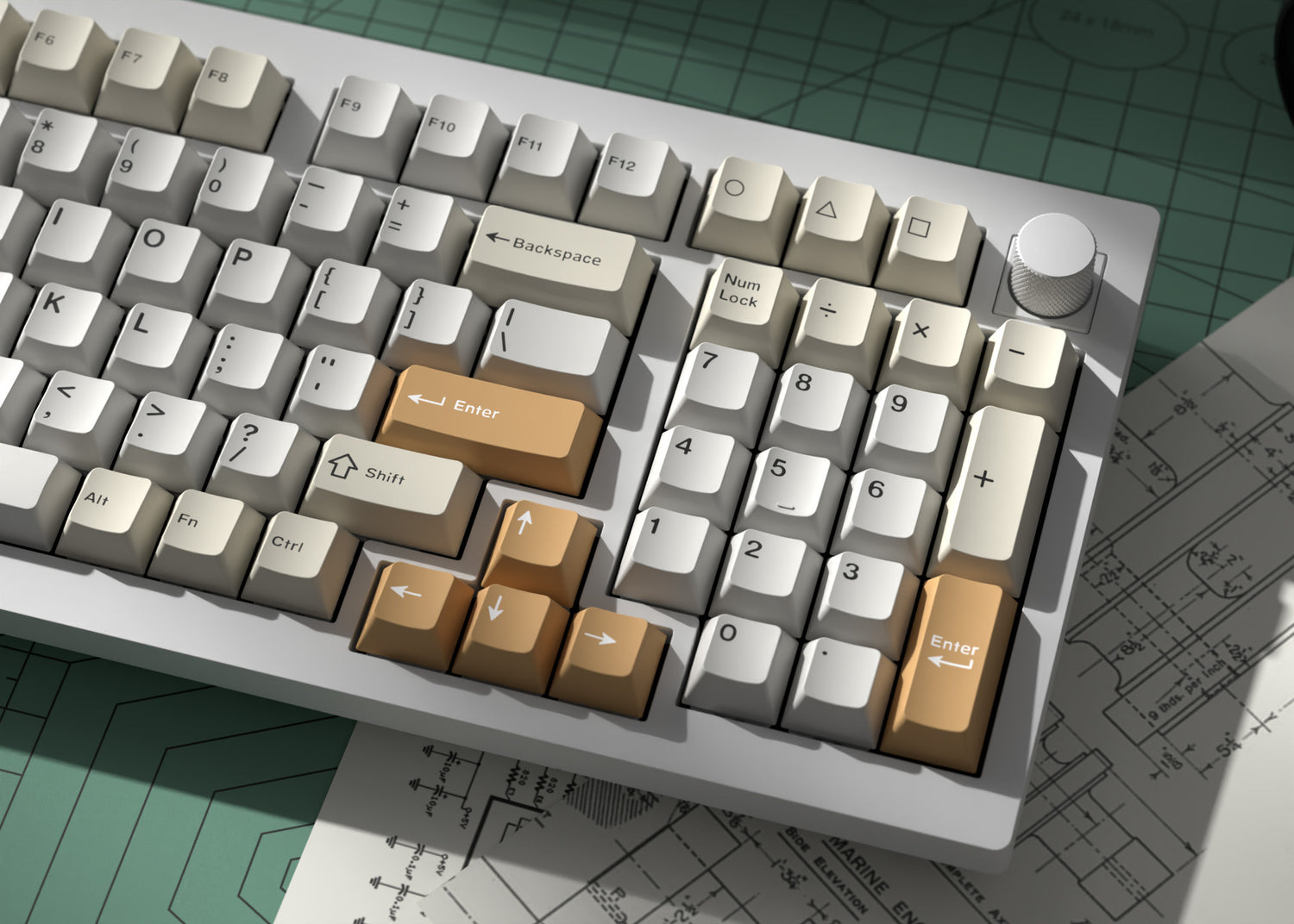 Cherry Profile Double - Shot PBT Full Set Keycaps - Camel