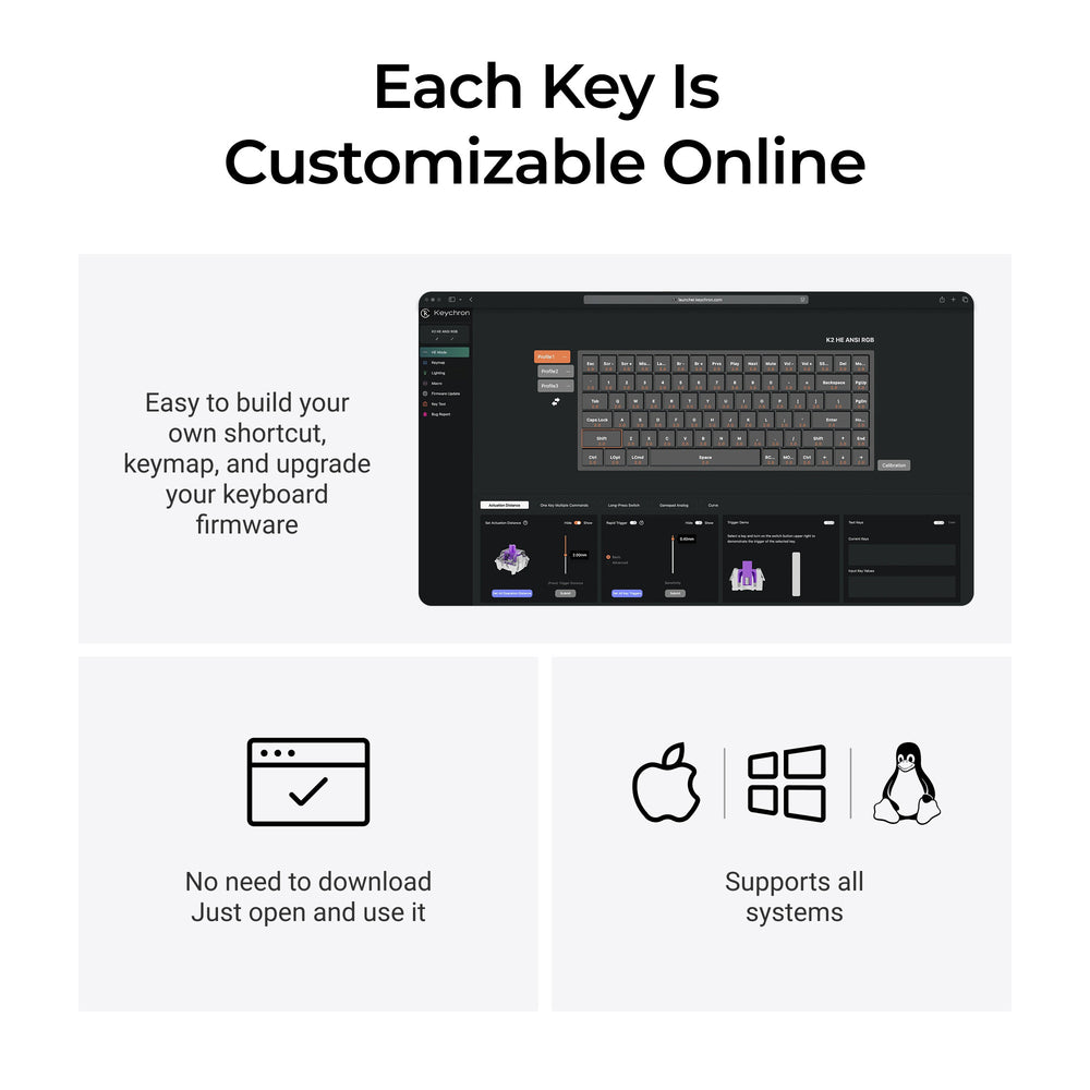 Combo: Keychron K2 HE Wireless Custom Keyboard + Silicone Palm Rest