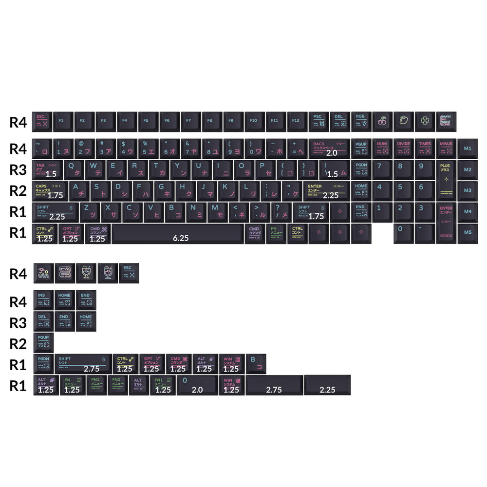 Neon Night - Cherry Profile Dye-Sub PBT Full Keycap Set – Keychron Canada