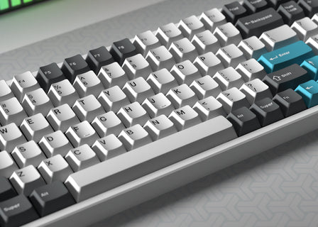 Cherry Profile Double - Shot PBT Full Set Keycaps - Grey, White, and Blue
