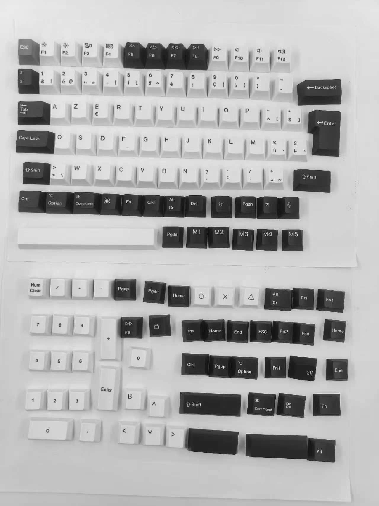 ISO Cherry Profile Dye-Sub PBT Full Set Keycap Set - Black White