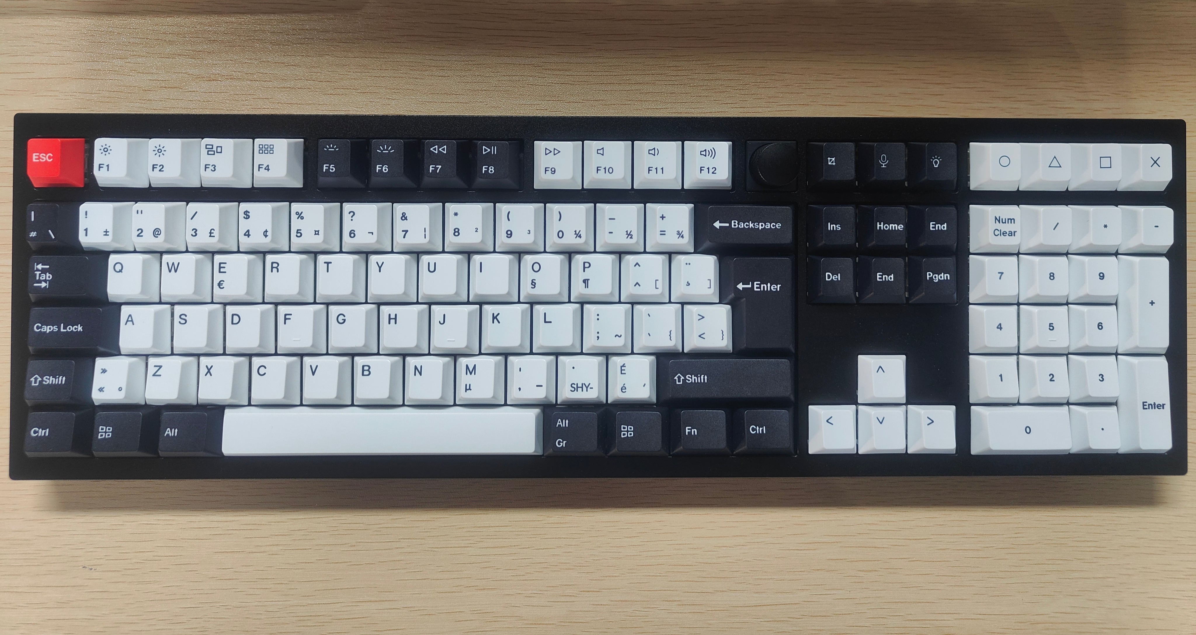ISO Cherry Profile Dye-Sub PBT Full Keycap Set - Black and White