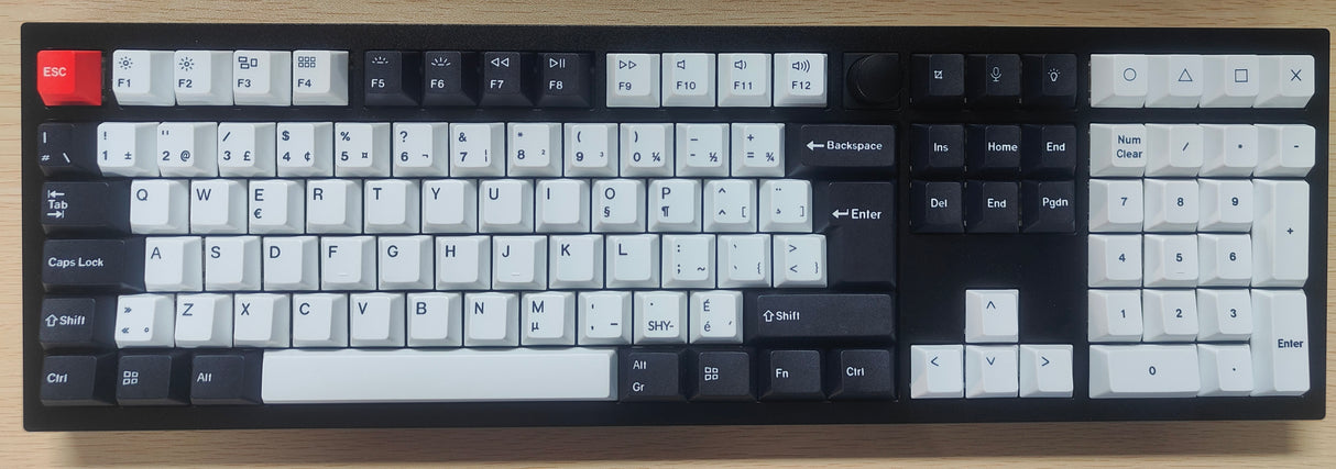 ISO Cherry Profile Dye-Sub PBT Full Keycap Set - Black and White