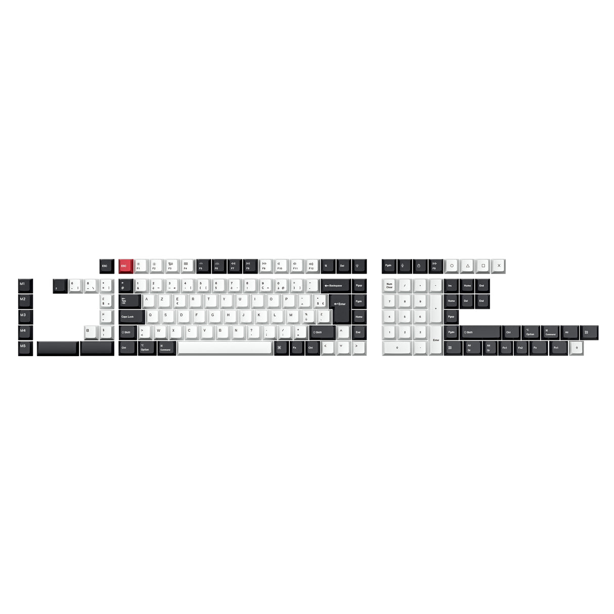 ISO Cherry Profile Dye-Sub PBT Full Set Keycap Set - Black White