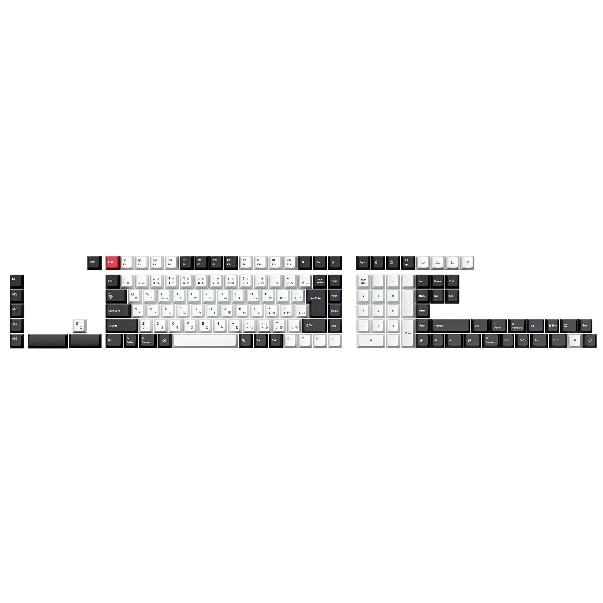ISO Cherry Profile Dye-Sub PBT Full Set Keycap Set - Black White