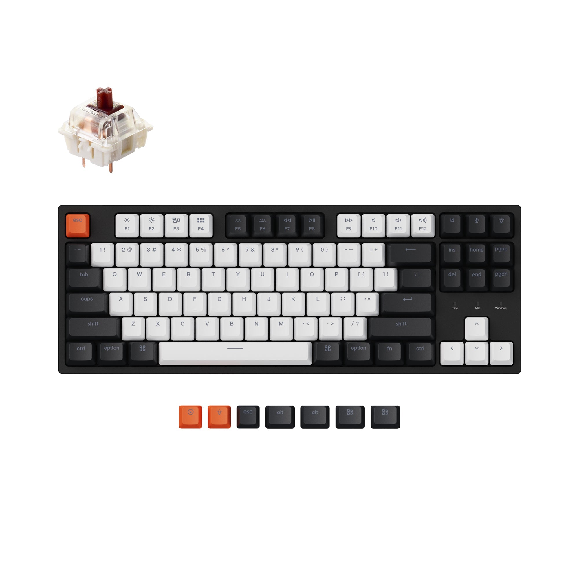 Keychron C1 hot swappable wired type c mechanical keyboard tenkeyless layout for mac windows ios Gateron switch brown