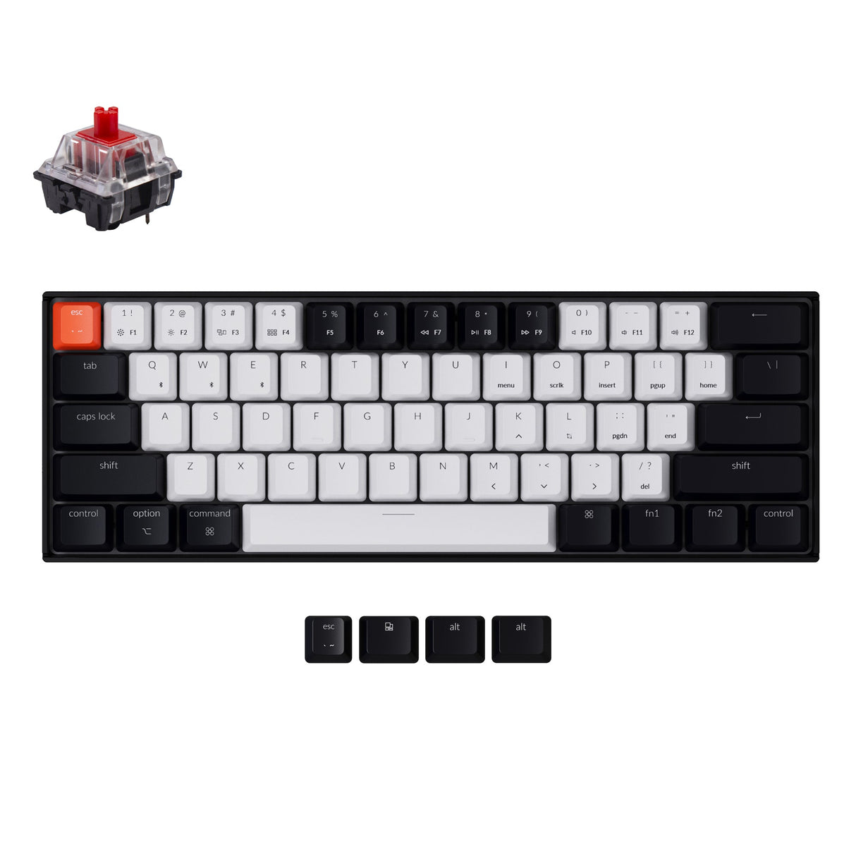 Keychron K12 60% compact wireless mechanical keyboard Non-backlit version for Mac and Windows Keychron Mechanical switch red