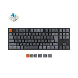 Keychron K8 tenkeyless wireless mechanical keyboard for Mac Windows iOS RGB white backlight aluminum frame with Hot swappable Gateron switch blue jis layout