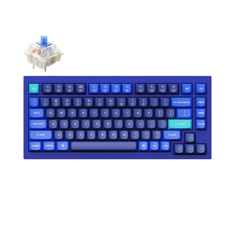 Keychron Q1 QMK VIA custom mechanical keyboard 75 percent layout full aluminum blue frame for Mac Windows iOS RGB backlight with hot swappable Gateron G Pro switch blue