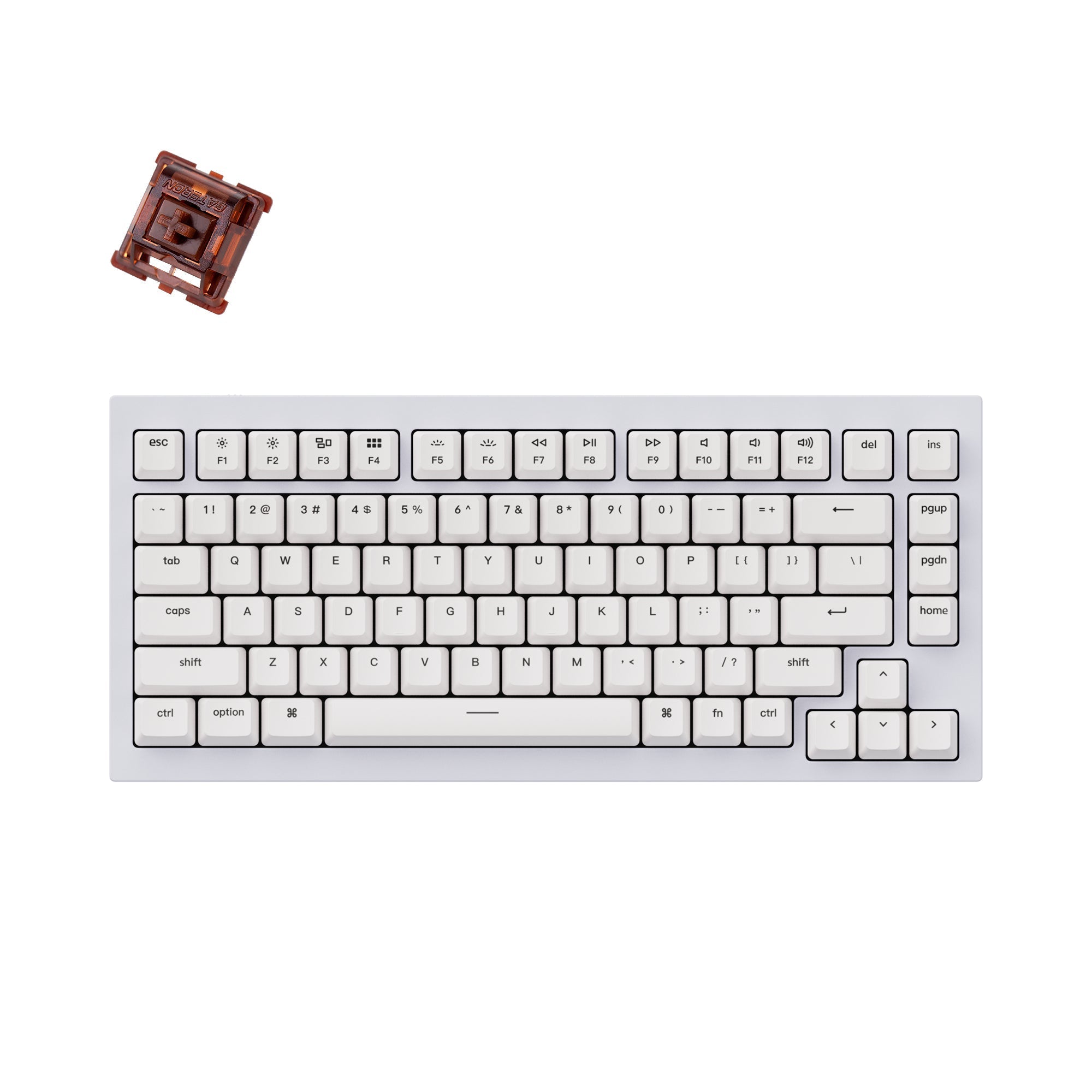 Keychron Q1 QMK/VIA Custom Mechanical Keyboard - white with Gateron Phantom brown switch