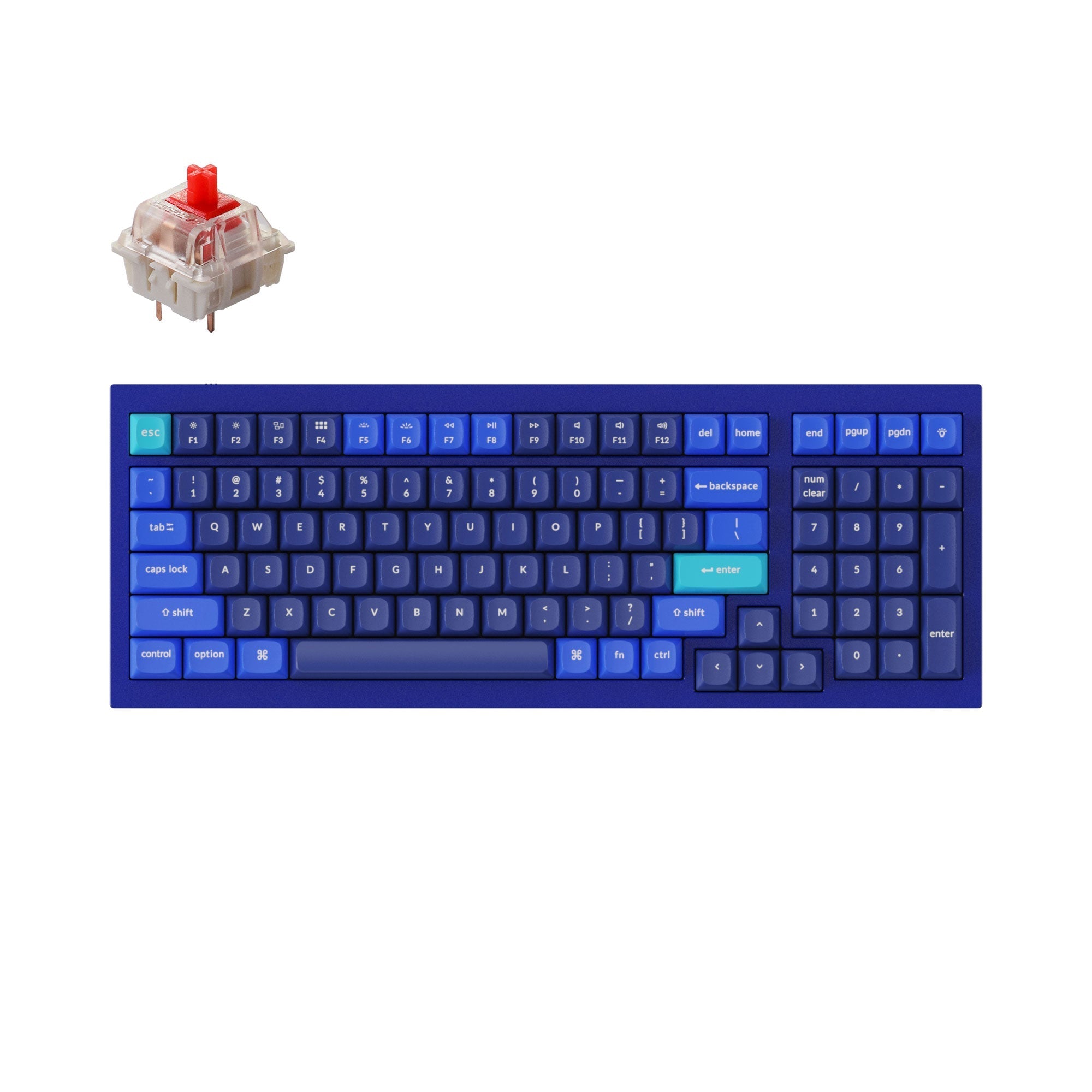 Keychron Q5 QMK/VIA custom mechanical keyboard 96 percent full aluminum for Mac Windows Linux fully assembled blue frame with Gateron G Pro switch red