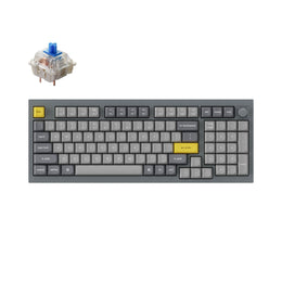 Keychron Q5 QMK/VIA custom mechanical keyboard knob version 96 percent full aluminum for Mac Windows Linux fully assembled grey frame with Gateron G Pro switch blue