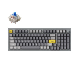 Keychron Q5 QMK/VIA custom mechanical keyboard knob version 96 percent full aluminum for Mac Windows Linux fully assembled grey frame with Gateron G Pro switch blue